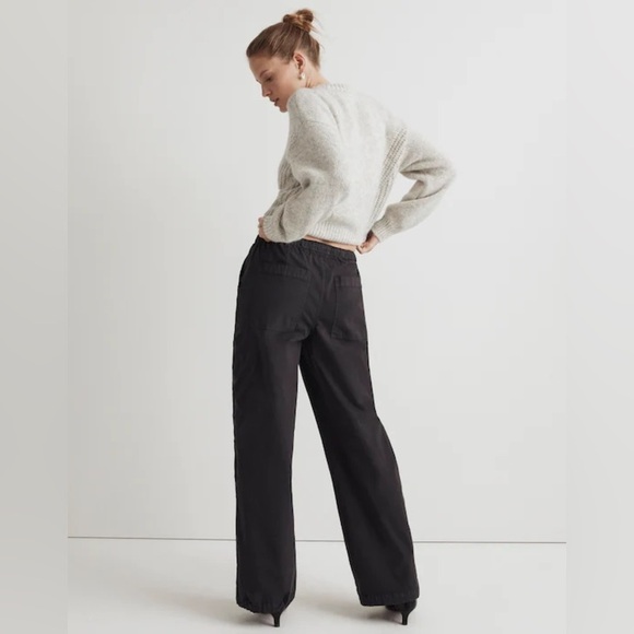 Madewell Cargo Parachute Pants in Garment-Dyed Poplin Black - Picture 2 of 8